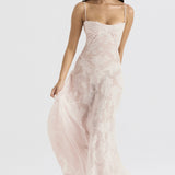 Lace Tie-Strap Romantic Maxi Dress