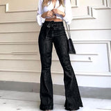 Women's high waist belted butt lifting flare jeans