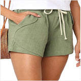Women's Linen Casual Drawstring Elastic Waist Pocket Shorts