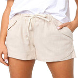 Women's Linen Casual Drawstring Elastic Waist Pocket Shorts