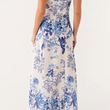 Off Shoulder A-line Maxi Floral Dress