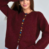 Color Button Knit Cardigan Sweater