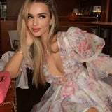 Puff Sleeve Mini Floral Dress