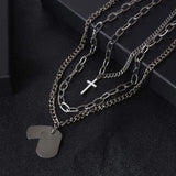 Minimalist Hip-hop Punk Trendy Cross Sweater Chain Necklace Set