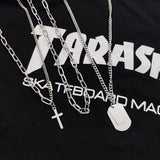 Minimalist Hip-hop Punk Trendy Cross Sweater Chain Necklace Set