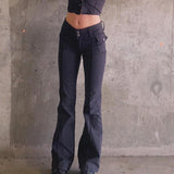 Women's vintage low rise bootcut pants bell bottom pants with pockets