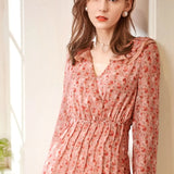 Printed Chiffon Fitted Waist Floral Dress