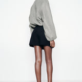 Faux Wool Short Zip Bomber Jacket