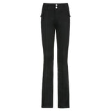 Women's vintage low rise bootcut pants bell bottom pants with pockets