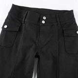 Women's vintage low rise bootcut pants bell bottom pants with pockets
