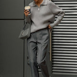 Polo Collar Knit Pullover Sweater
