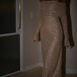 Babette - Off-Shoulder Shimmer Maxi Dress