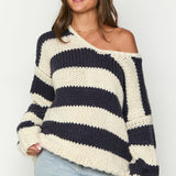 Off-shoulder Striped Sweater