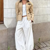 Waist Cinched Colorblock Jacket
