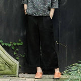 Women's linen cropped palazzo pants wide leg summer causal pants