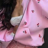 Cherry Print Zip Up Hoodie