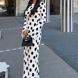 Chic Polka Dot Bell Sleeve Maxi Dress