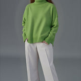 Solid High Neck Loose Knit Sweater