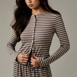 Stripe Button Cord Easy Two Piece Set