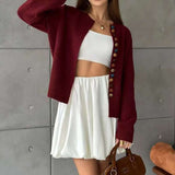 Color Button Knit Cardigan Sweater