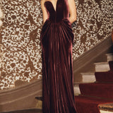 Strapless Velvet Maxi Dress - Plum
