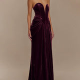 Strapless Velvet Maxi Dress - Plum