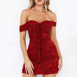 Jacquard Mesh Strapless Party Dress