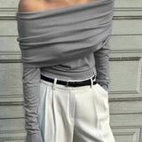 Off Shoulder Slim Knit Sweater