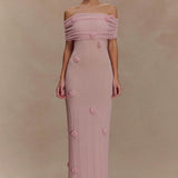 Floral Off-Shoulder Strapless Maxi Party Dress