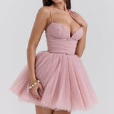 Chiffon Lace-up Backless Cocktail Dress