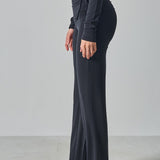 Solid Fitted Foldover Soft Pants
