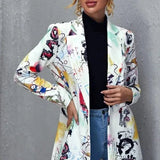 Graffiti Print Vintage Blazer