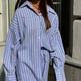 Blue Print Single Breasted Shorts Office Two Piece Set
