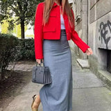 Chic Long Sleeve Cropped Blazer