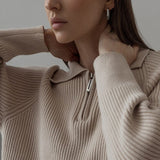Polo Collar Knit Pullover Sweater