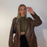 Single-Breasted PU Blazer