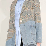 Plaid Denim Oversized Blazer
