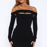 Don't Tempt Me Long Sleeve Mini Dress Black