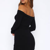 Don't Tempt Me Long Sleeve Mini Dress Black