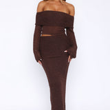 In Too Deep Knit Maxi Skirt Chocolate