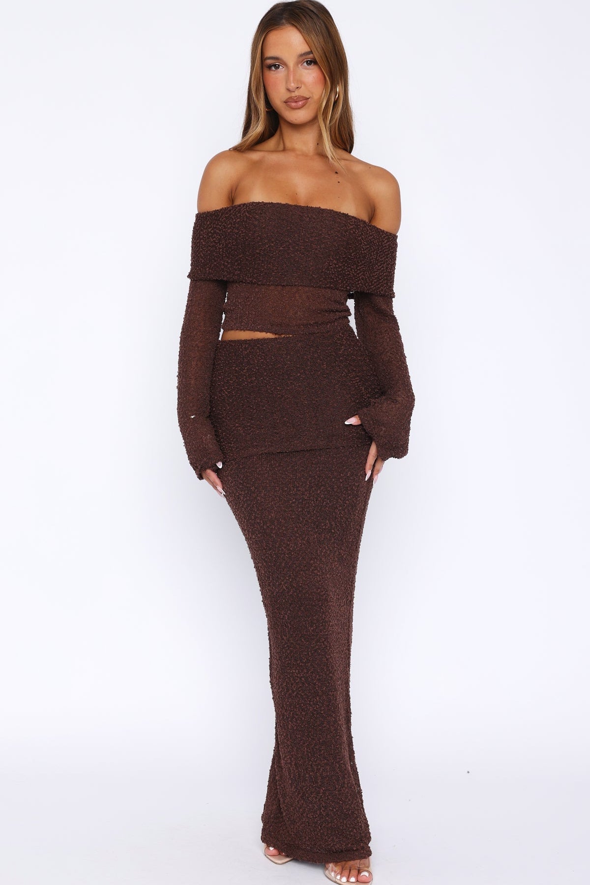 In Too Deep Knit Maxi Skirt Chocolate