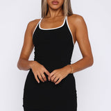 Since The Beginning Ribbed Mini Dress Black