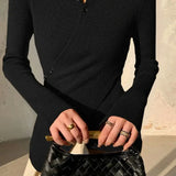 Cross Button High Neck Sweater