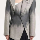 Irregular Button Woolen Blazer
