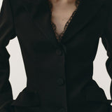 Beige Lace Waist Blazer