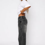 Bring The Style Low Rise Wide Leg Jeans Grey Acid
