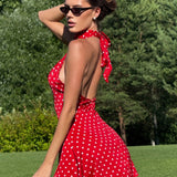 Polka Dot Fit-and-Flare Sleeveless Mini Dress
