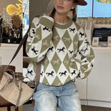 Casual Horse Graphic Pullover Sweater