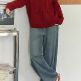 Drawstring Hooded Knit Sweater