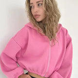 Zip Up Cropped Y2K Hoodie